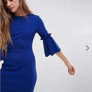 AX Paris shift dress in blue with bell sleeve